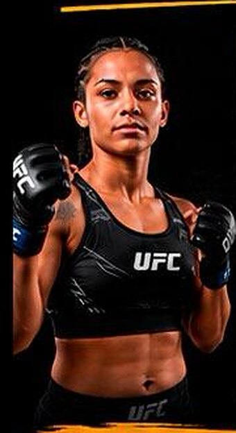 Rondinha, lutadora do UFC, de luvas e em guarda